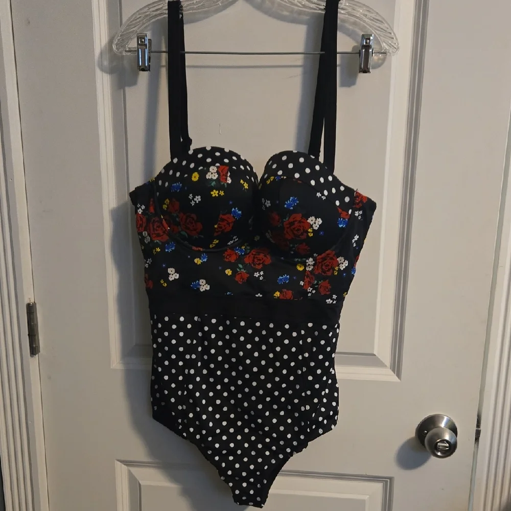 Torrid Black Floral Swimsuit